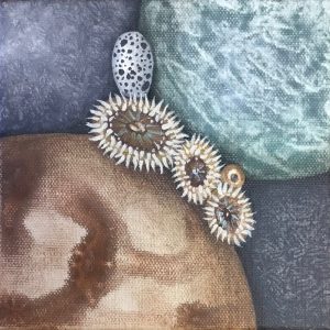 Small painting of beach stones and sea anemones