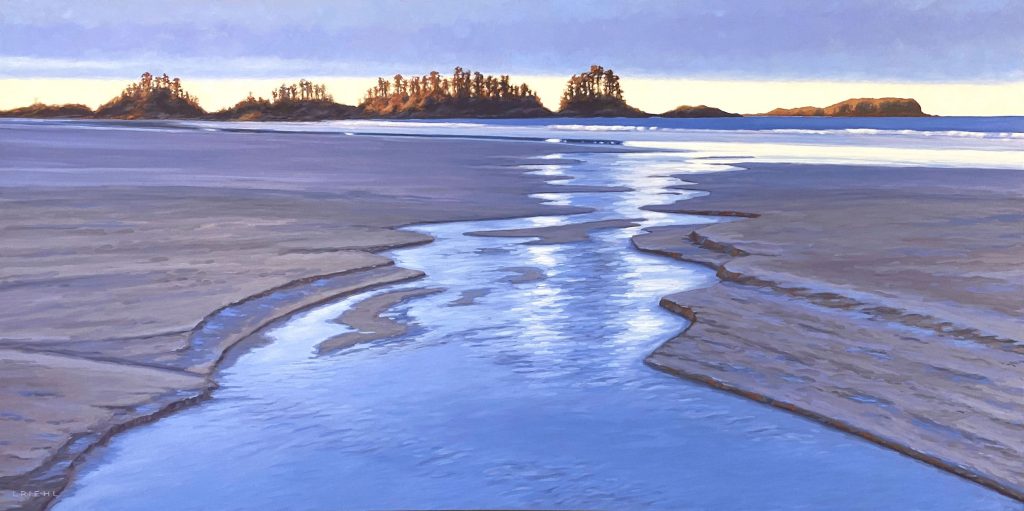 Large Tofino inspired seascape in blue and yellow