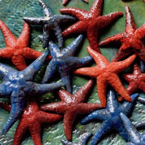 Sea Star Wall Ornaments, Raku Ed Oldfield