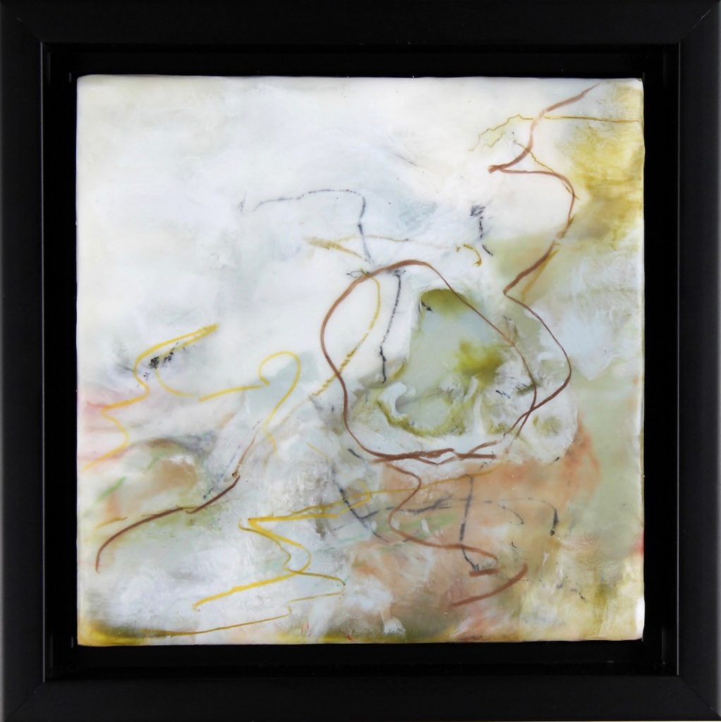 Small encaustic painting in soft palette