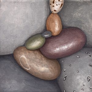Small painting of beach stones