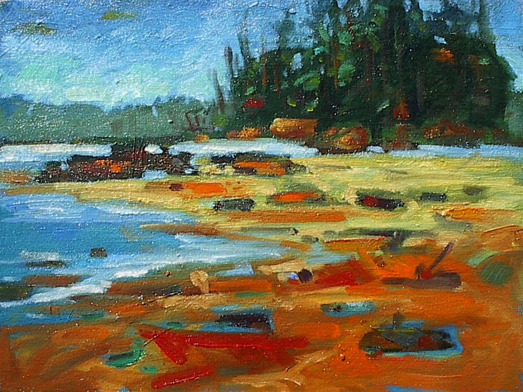 Colorful coastal landscape painting