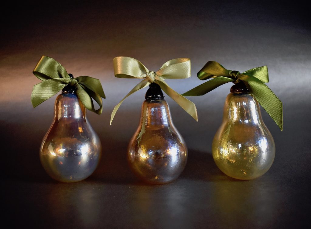 Handblown Golden Pear Glass Ornaments