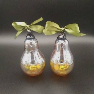 Golden Pears Glass Ornaments, Handblown in Vancouver by Joanne Andrighetti