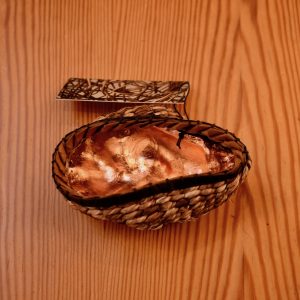 Contemporary Basketry Sculpture, Copper Gilt Shell