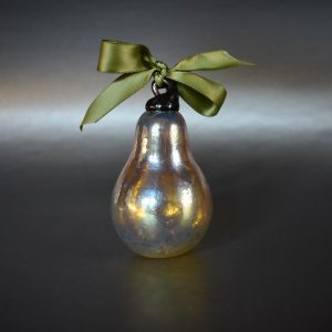 Golden Pear Glass Ornament with a ribbon