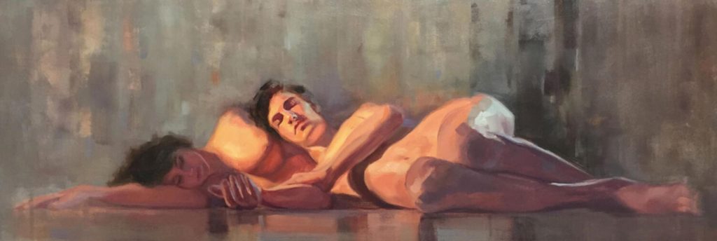Nude Figurative oil painting of a couple at rest