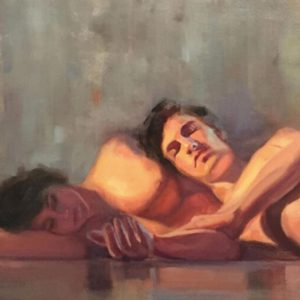 Nude Figurative oil painting of a couple at rest