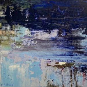 Abstracted waterscape in blues and teals
