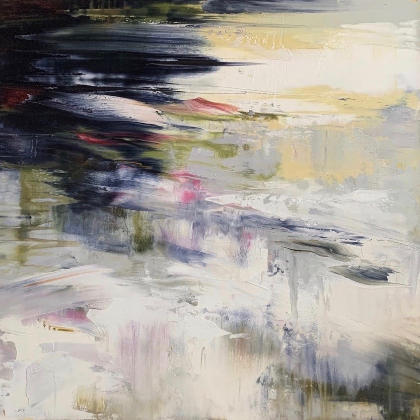 Abstracted pond-scape in soft palette