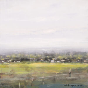 Poetic contemporary soft-palette pastoral painting in oil