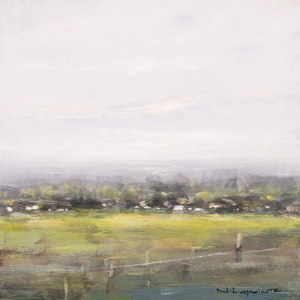 Poetic contemporary soft-palette pastoral painting in oil